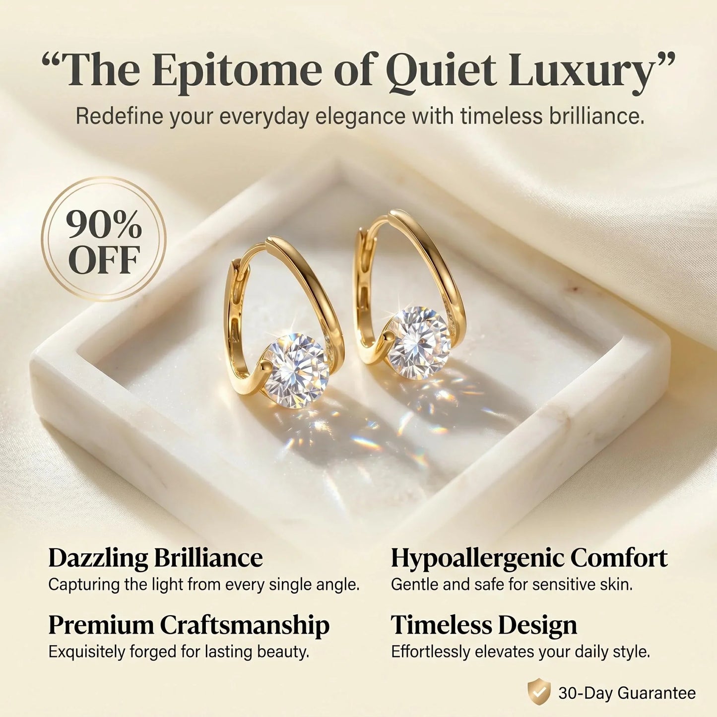 π₯ LAST DAY 90% OFF: The Signature "Everlasting Brilliance" 18K Gold Huggies