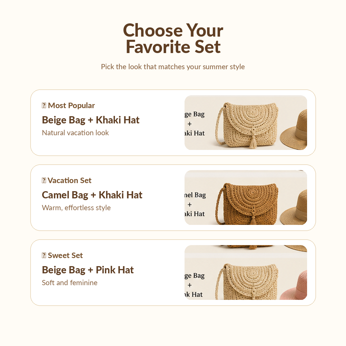 👜 LIMITED-TIME 50% OFF! ✨ Woven Crossbody Bag & Straw Hat Summer Set✨
