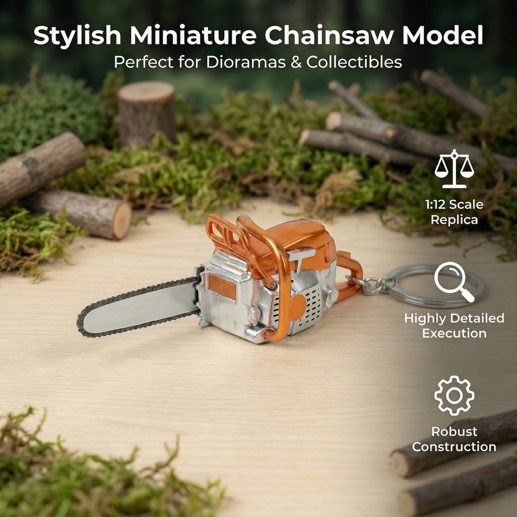 🔥Orange & Silver Chainsaw Keychain