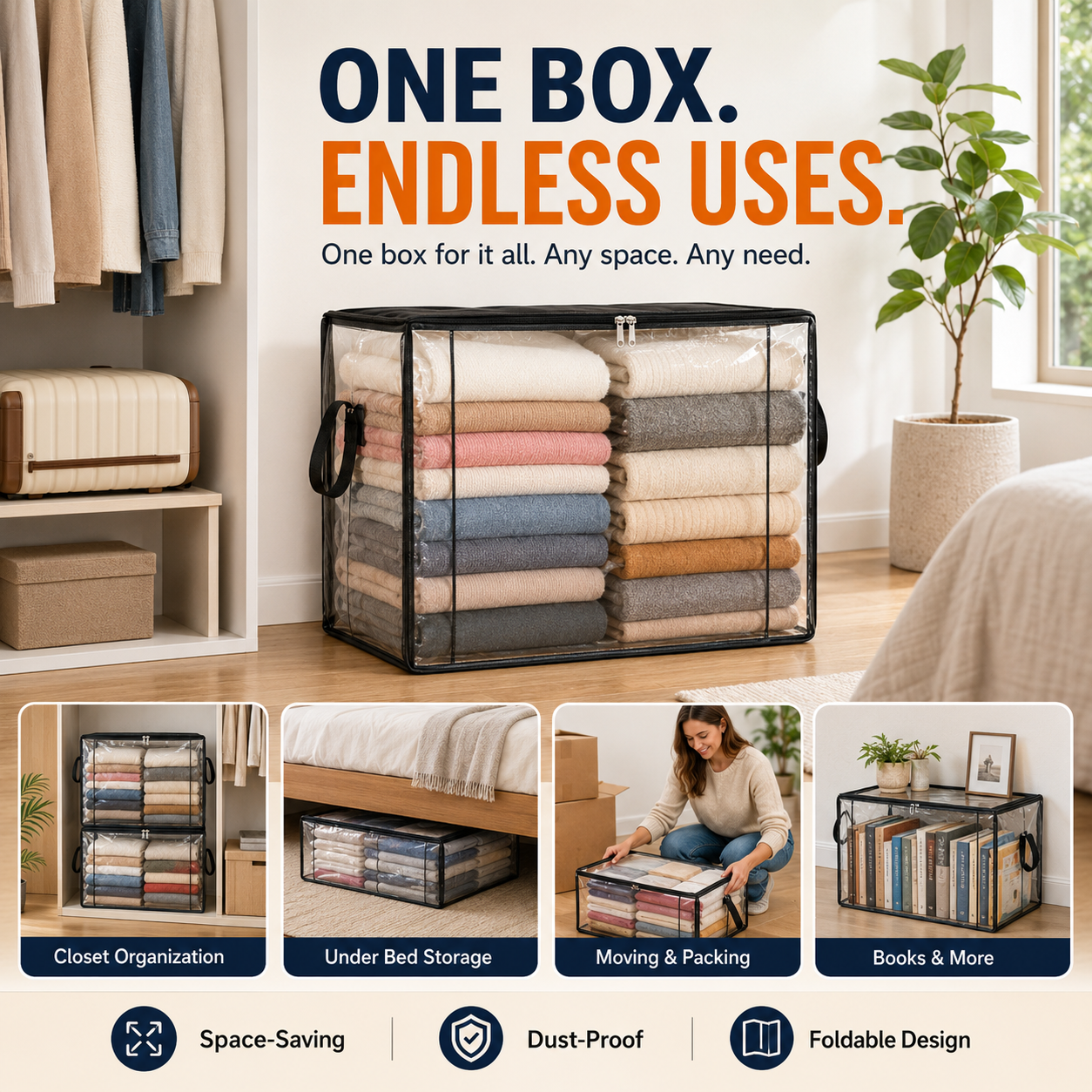 💥LAST DAY SALE 50%OFF💥TIMNAMY® Clear Stackable Storage Bags See Everything🏠 Store More📦Organize Faster