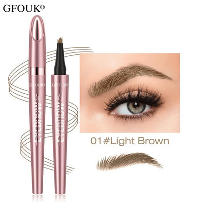 🆙🏆4-Tip Microblade Brow Pen - Waterproof Liquid Eyebrow Pencil for Natural Hair-Like Strokes