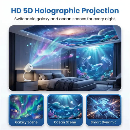 🌘Nectavira® NEXT-GEN SMART PROJECTION HD Smart Dynamic 5D Holographic Night Light Projector