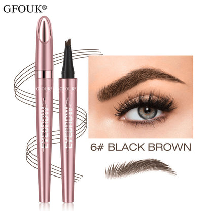 🆙🏆4-Tip Microblade Brow Pen - Waterproof Liquid Eyebrow Pencil for Natural Hair-Like Strokes