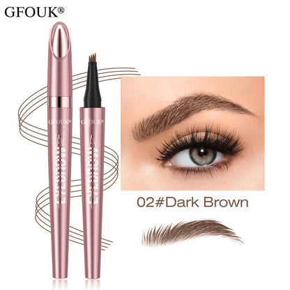 🆙🏆4-Tip Microblade Brow Pen - Waterproof Liquid Eyebrow Pencil for Natural Hair-Like Strokes
