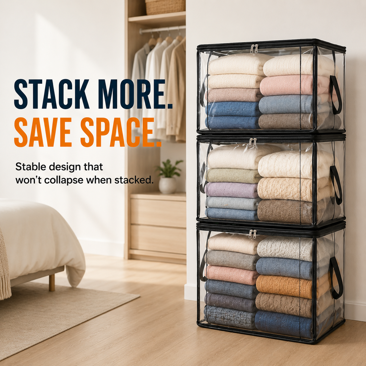 💥LAST DAY SALE 50%OFF💥TIMNAMY® Clear Stackable Storage Bags See Everything🏠 Store More📦Organize Faster