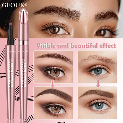 🆙🏆4-Tip Microblade Brow Pen - Waterproof Liquid Eyebrow Pencil for Natural Hair-Like Strokes