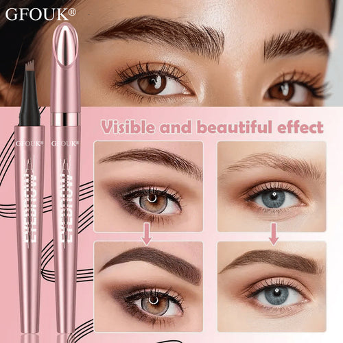 🆙🏆4-Tip Microblade Brow Pen - Waterproof Liquid Eyebrow Pencil for Natural Hair-Like Strokes