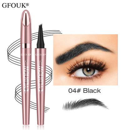 🆙🏆4-Tip Microblade Brow Pen - Waterproof Liquid Eyebrow Pencil for Natural Hair-Like Strokes