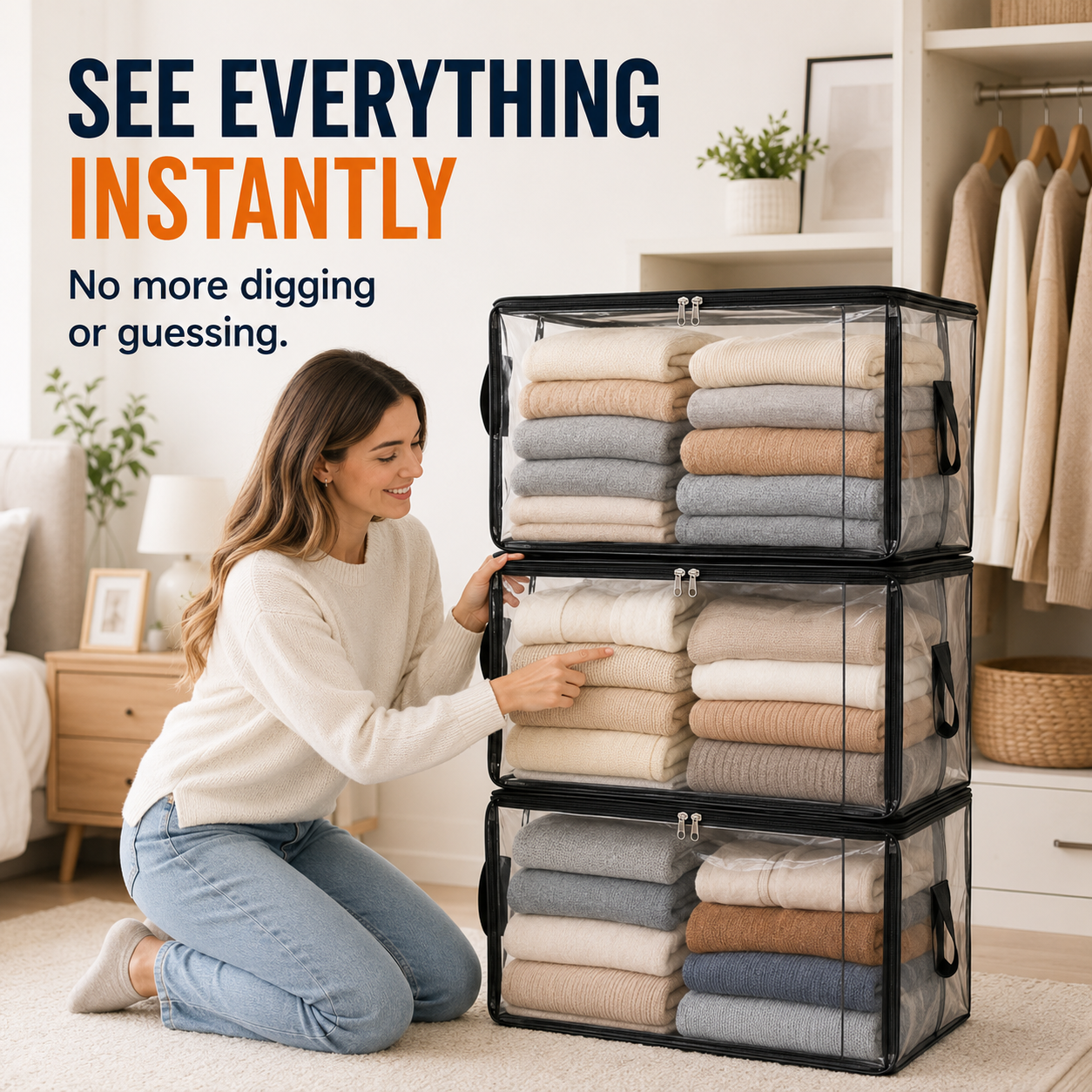 💥LAST DAY SALE 50%OFF💥TIMNAMY® Clear Stackable Storage Bags See Everything🏠 Store More📦Organize Faster