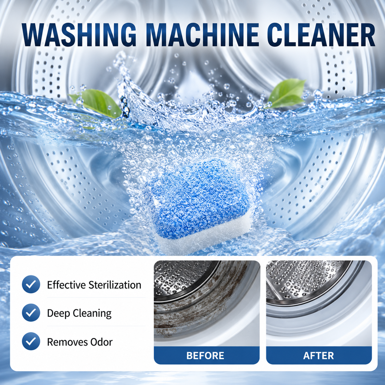 🔥Vigorcurve® Washing Machine Cleaner Tablets | Deep Drum Cleaning, Odor Removal & Residue Decontamination🎁🎁1