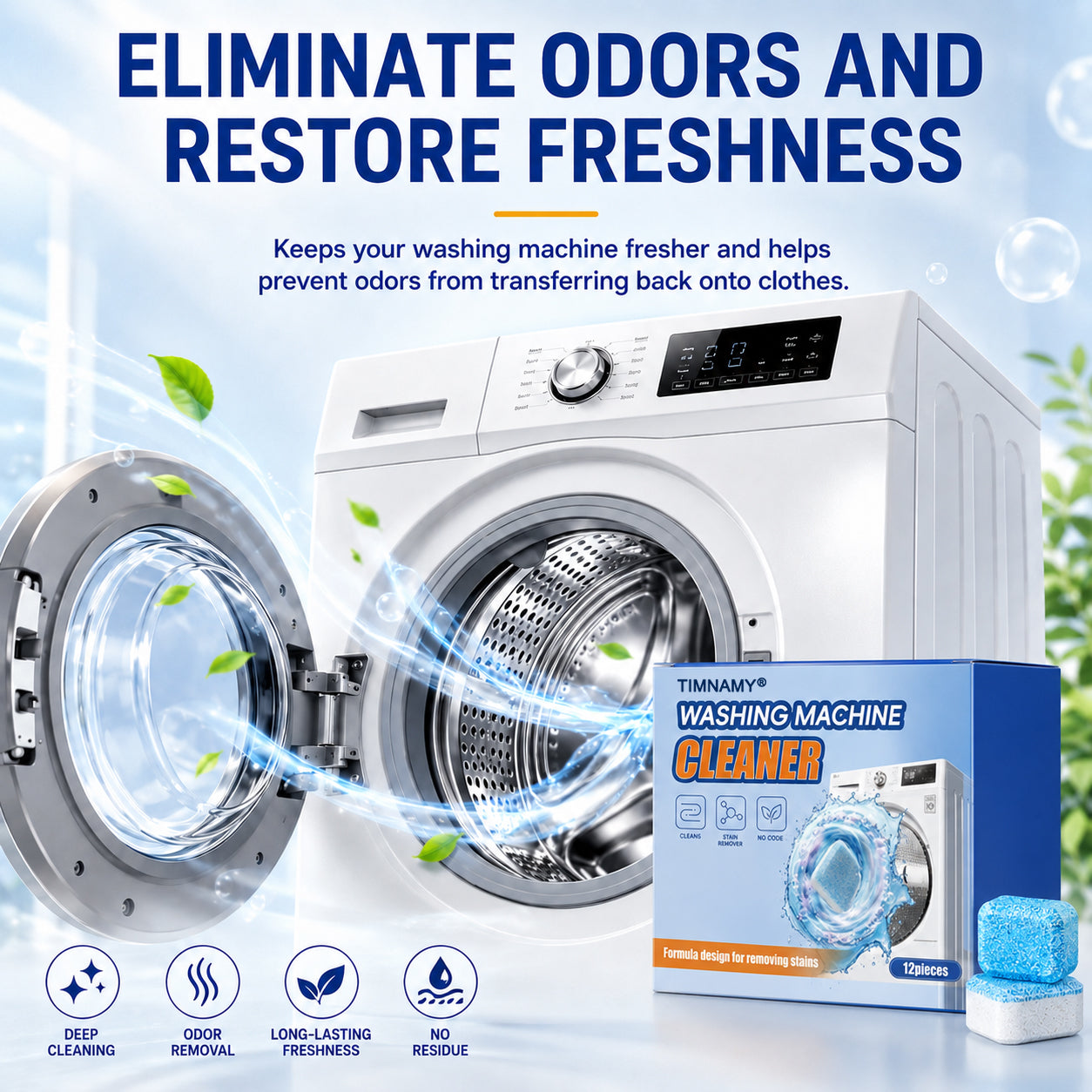 🔥Vigorcurve® Washing Machine Cleaner Tablets | Deep Drum Cleaning, Odor Removal & Residue Decontamination🎁🎁1