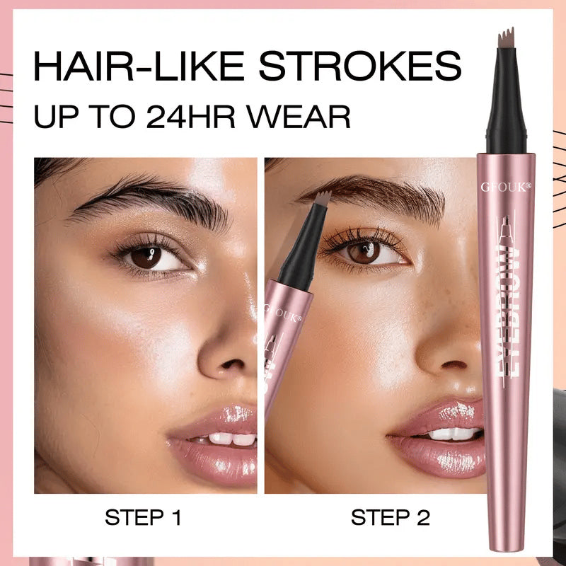 🆙🏆4-Tip Microblade Brow Pen - Waterproof Liquid Eyebrow Pencil for Natural Hair-Like Strokes