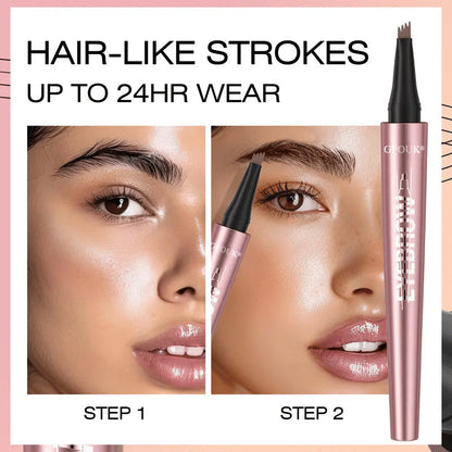 🆙🏆4-Tip Microblade Brow Pen - Waterproof Liquid Eyebrow Pencil for Natural Hair-Like Strokes