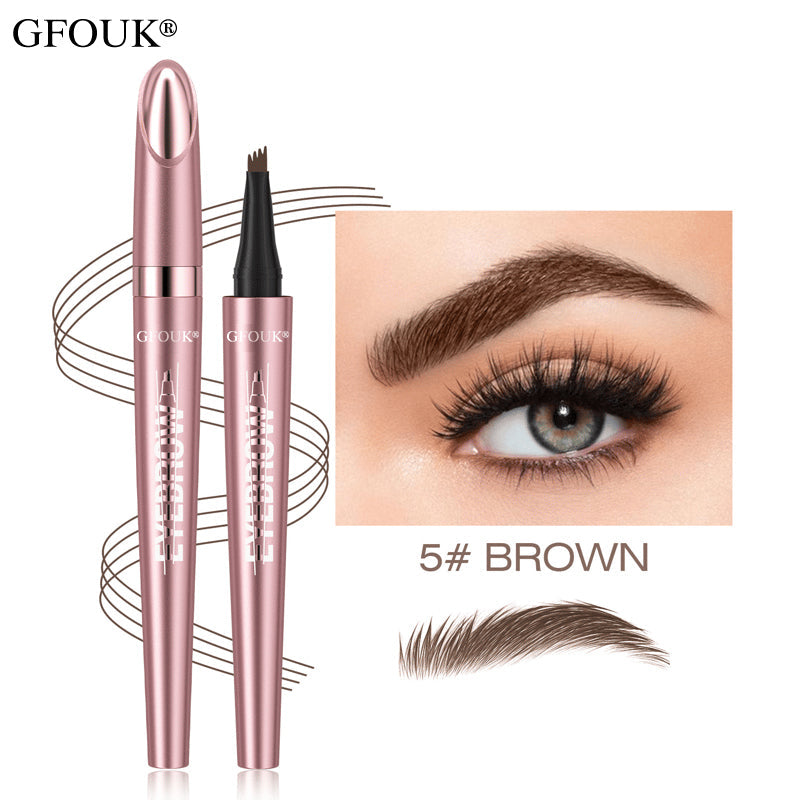 🆙🏆4-Tip Microblade Brow Pen - Waterproof Liquid Eyebrow Pencil for Natural Hair-Like Strokes