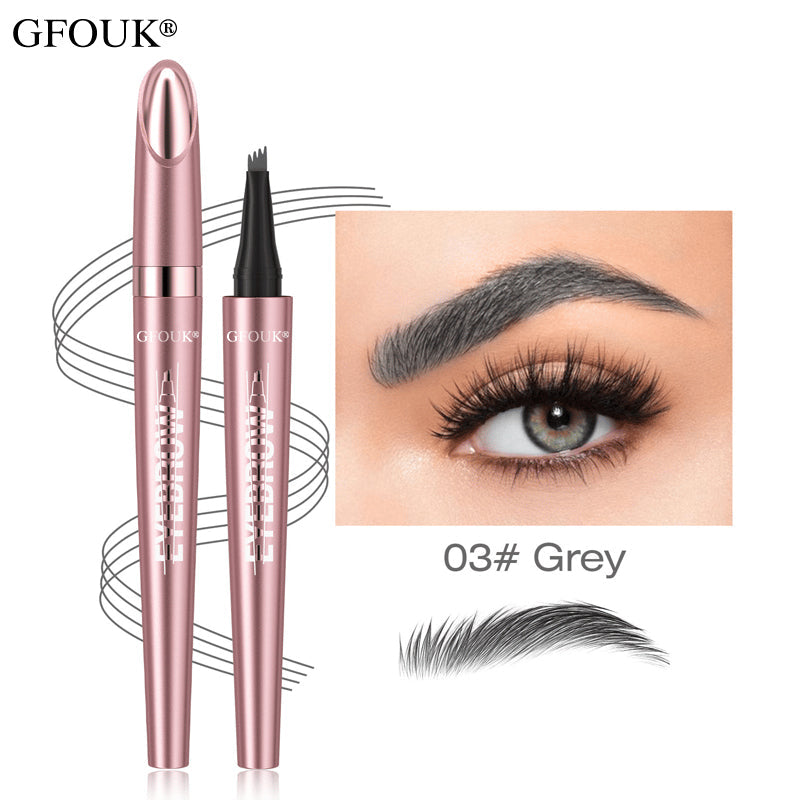 🆙🏆4-Tip Microblade Brow Pen - Waterproof Liquid Eyebrow Pencil for Natural Hair-Like Strokes