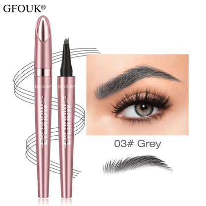 🆙🏆4-Tip Microblade Brow Pen - Waterproof Liquid Eyebrow Pencil for Natural Hair-Like Strokes