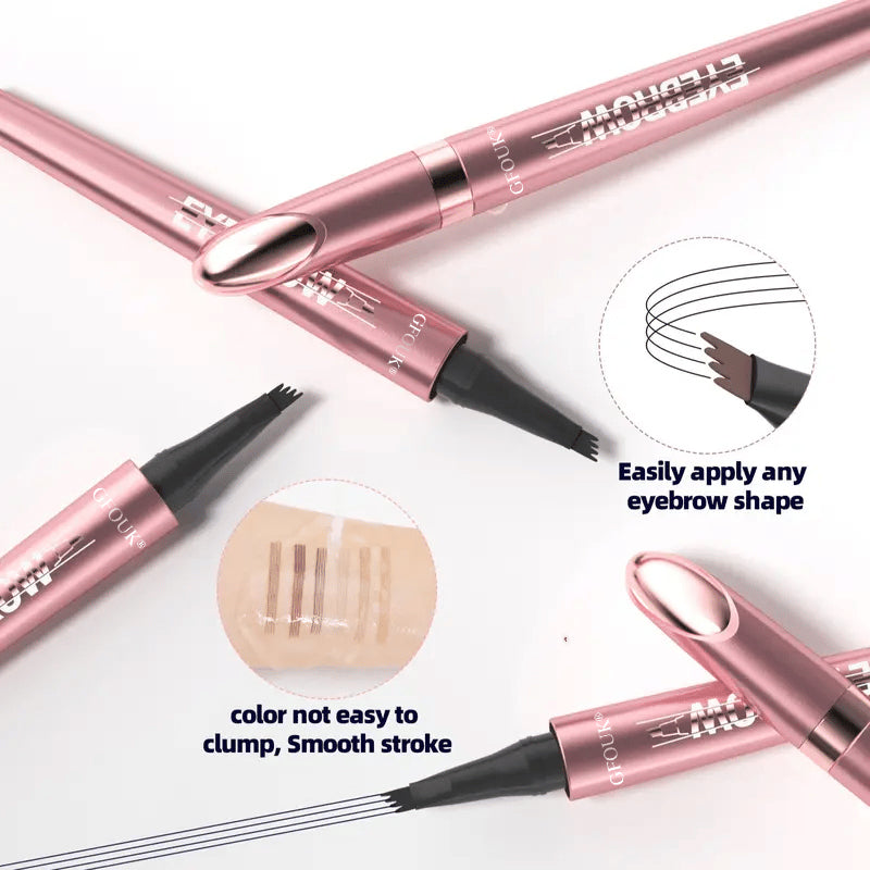 🆙🏆4-Tip Microblade Brow Pen - Waterproof Liquid Eyebrow Pencil for Natural Hair-Like Strokes