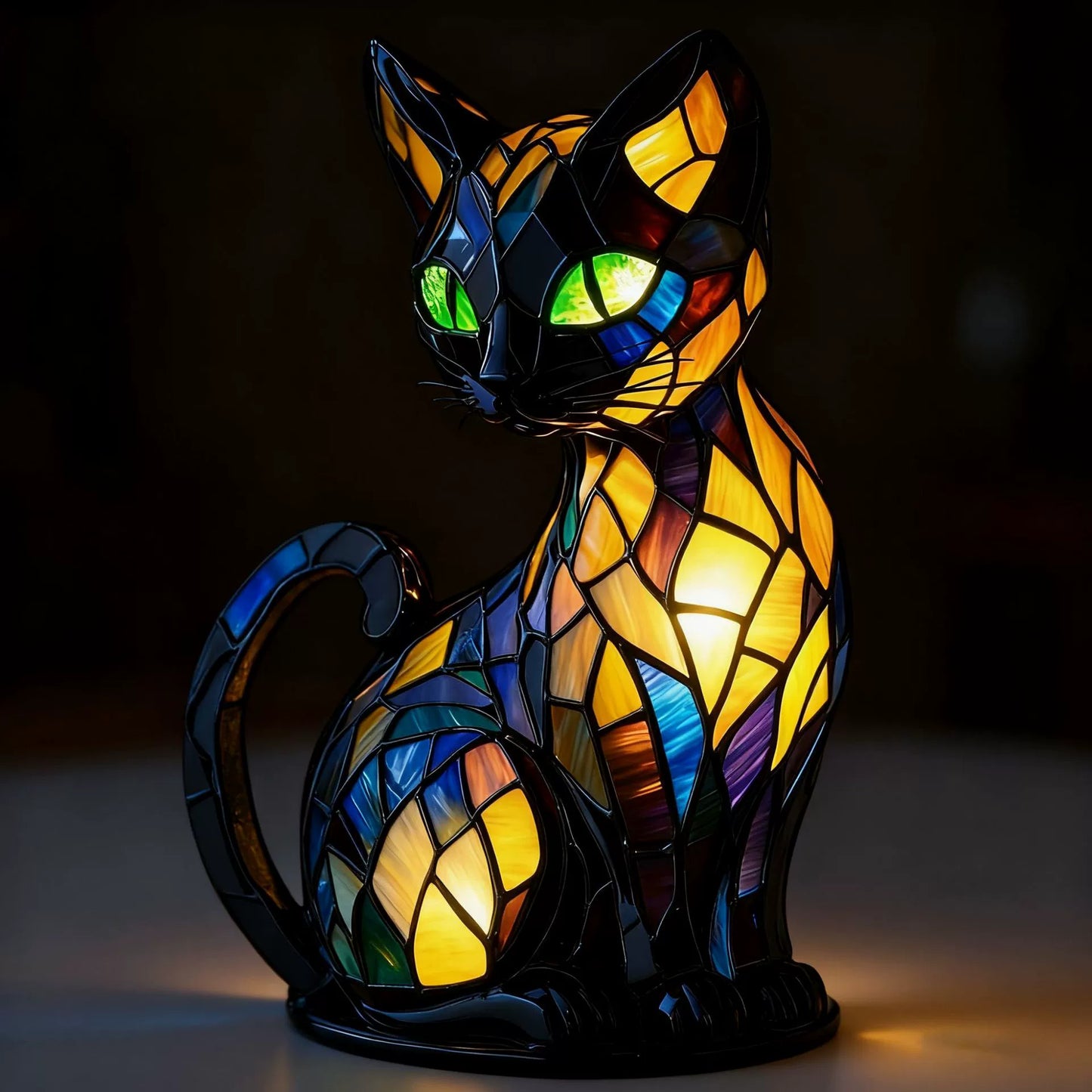 🌟Stained Glass Dog Table Lamp - Artistic Night Light