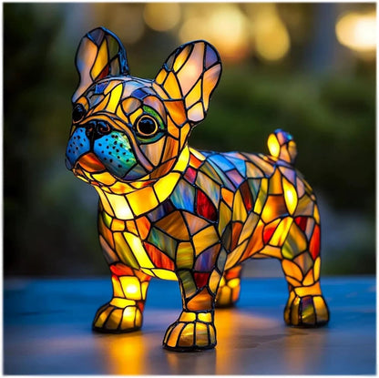 🌟Stained Glass Dog Table Lamp - Artistic Night Light