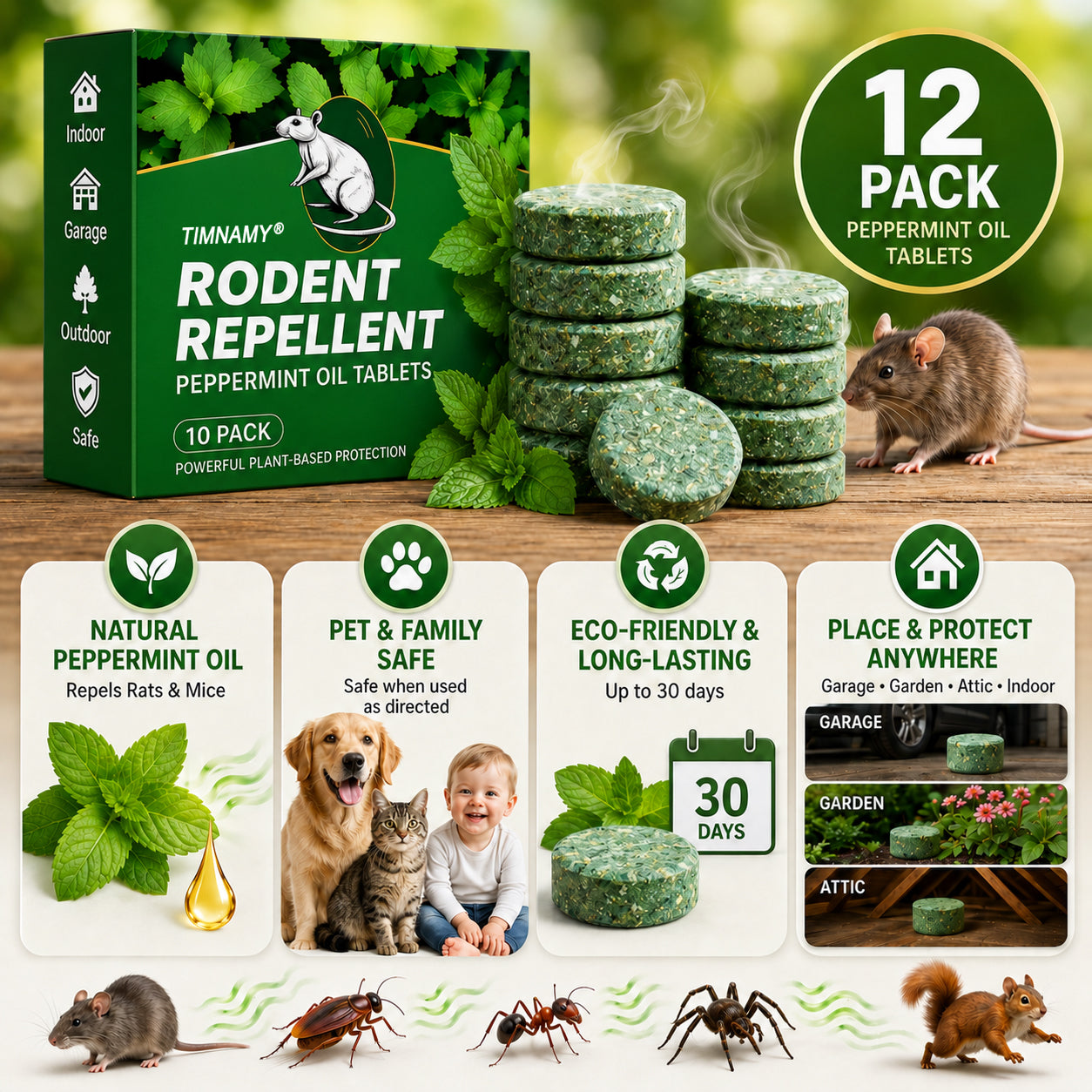 💥LAST DAY SALE 50%OFF💥🟢 Vigorcurve® Natural Peppermint Rodent Repellent Pouches – 12 Pack