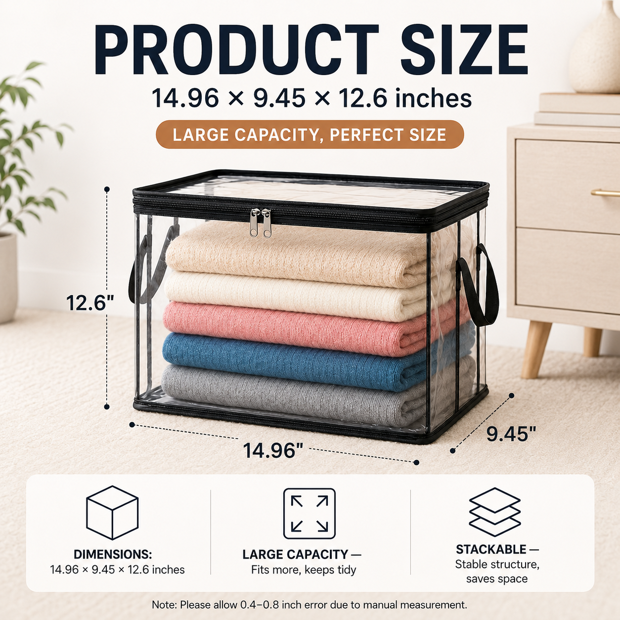 💥LAST DAY SALE 50%OFF💥TIMNAMY® Clear Stackable Storage Bags See Everything🏠 Store More📦Organize Faster