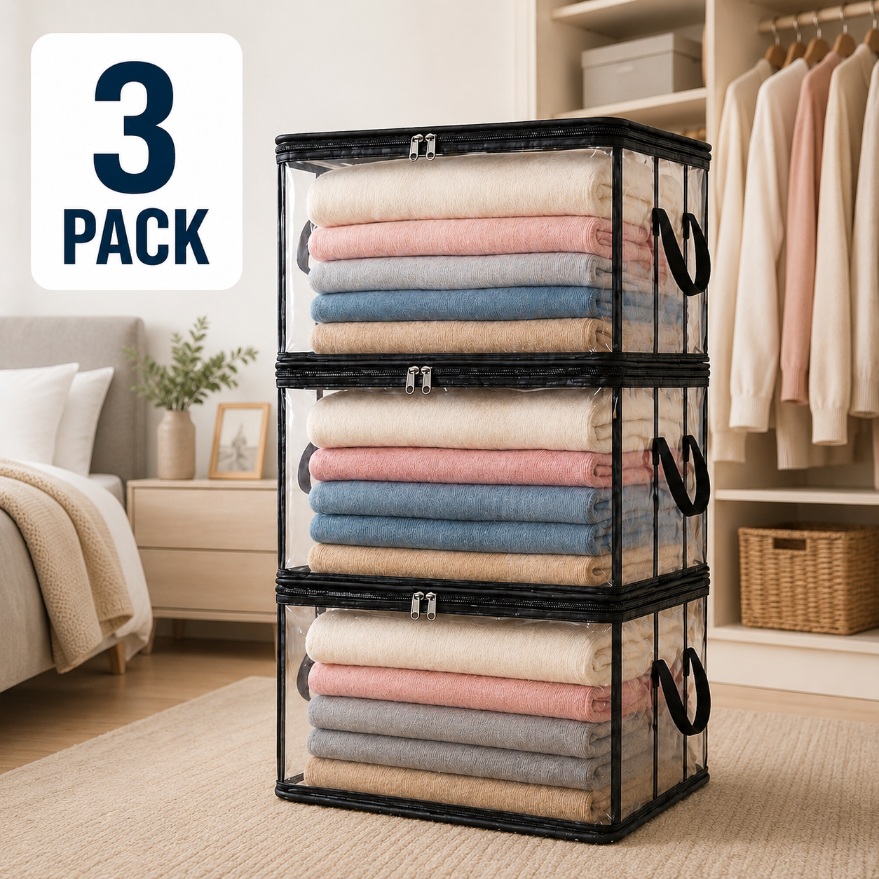 💥LAST DAY SALE 50%OFF💥TIMNAMY® Clear Stackable Storage Bags See Everything🏠 Store More📦Organize Faster