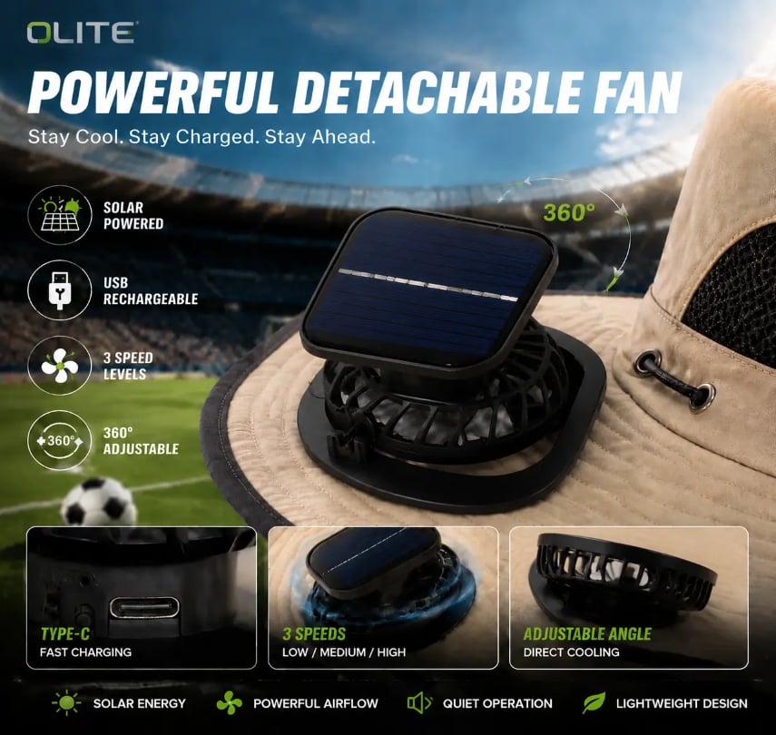 ⚡Hot Sales 49% OFF🔥Solar-Powered Outdoor Cooling Fan Hat – Wide Brim Sun Protection, Dual Fans, 3 Speeds, USB + Solar Charging, Unisex