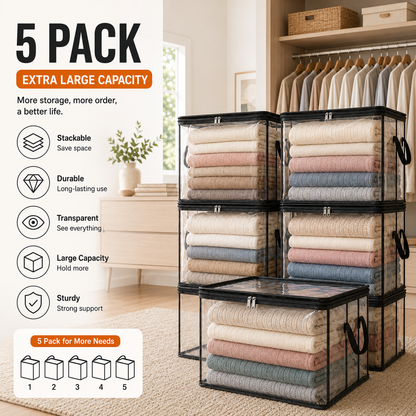 💥LAST DAY SALE 50%OFF💥TIMNAMY® Clear Stackable Storage Bags See Everything🏠 Store More📦Organize Faster
