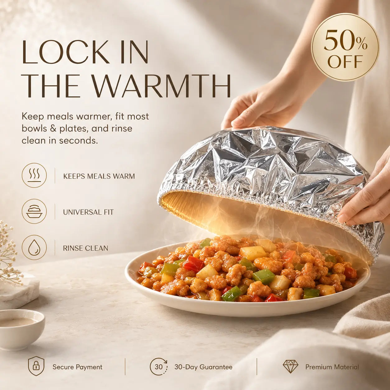 🔥 80% OFF Insulated Food Covers | Vigorcurve® 50 PCS Universal Fit Covers to Keep Meals Warm, Fresh & Ready to Serve