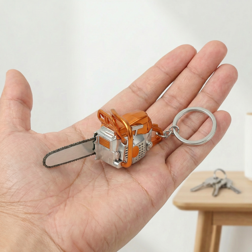 🔥Orange & Silver Chainsaw Keychain