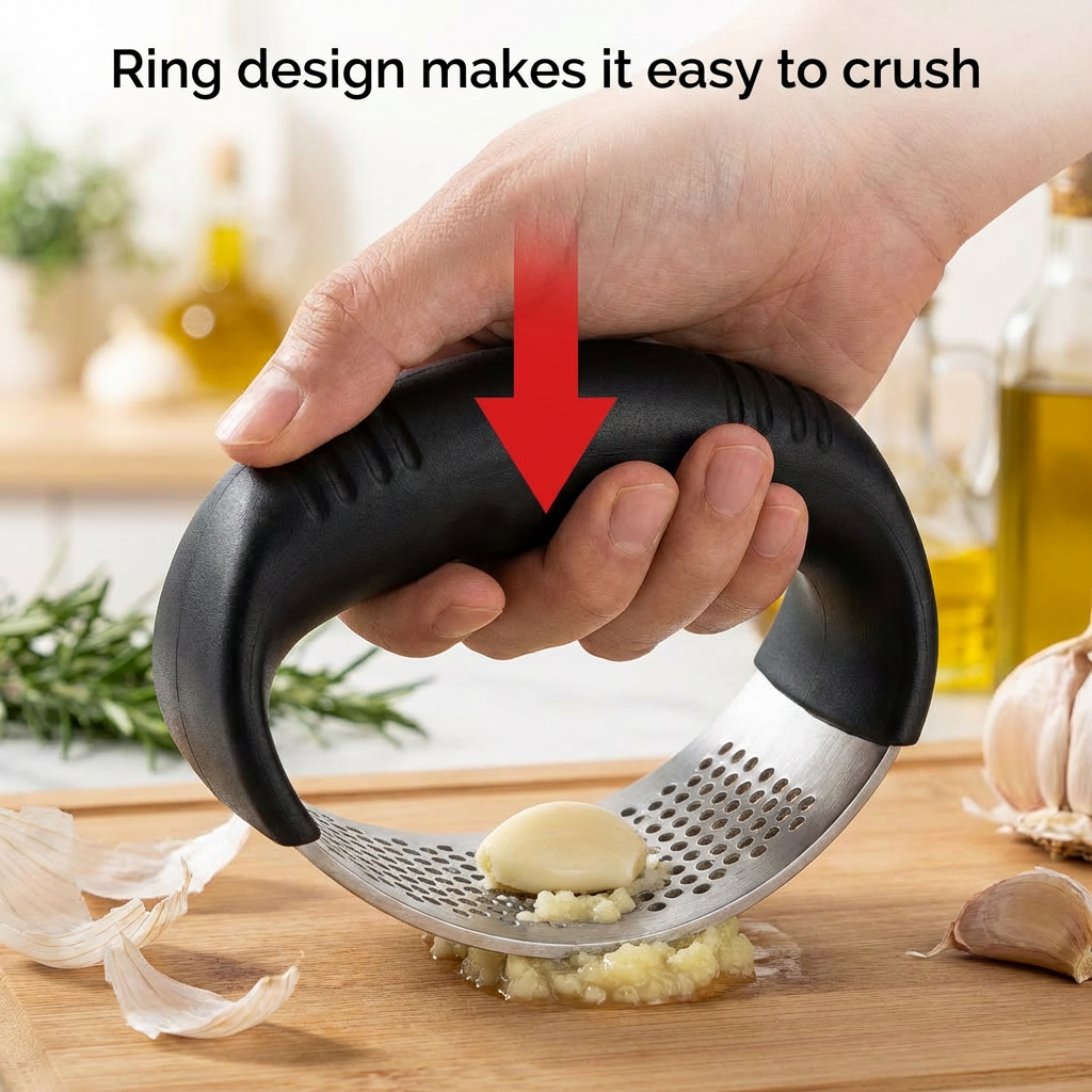 304 Stainless Steel Garlic Rocker – ✨Crush and Mince in Seconds, Dishwasher Safe