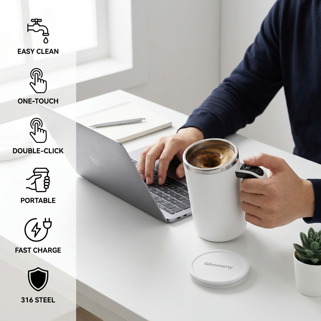 Smart Magnetic Stirring Coffee Mug With Rechargeable Battery