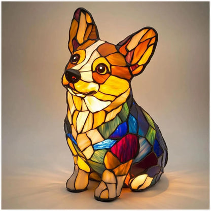 🌟Stained Glass Dog Table Lamp - Artistic Night Light
