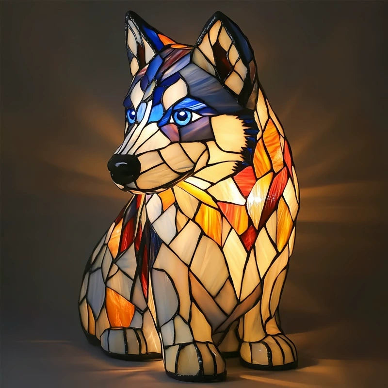 🌟Stained Glass Dog Table Lamp - Artistic Night Light