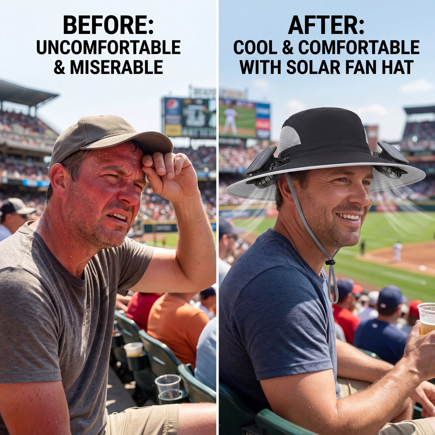 ⚡Hot Sales 49% OFF🔥Solar-Powered Outdoor Cooling Fan Hat – Wide Brim Sun Protection, Dual Fans, 3 Speeds, USB + Solar Charging, Unisex