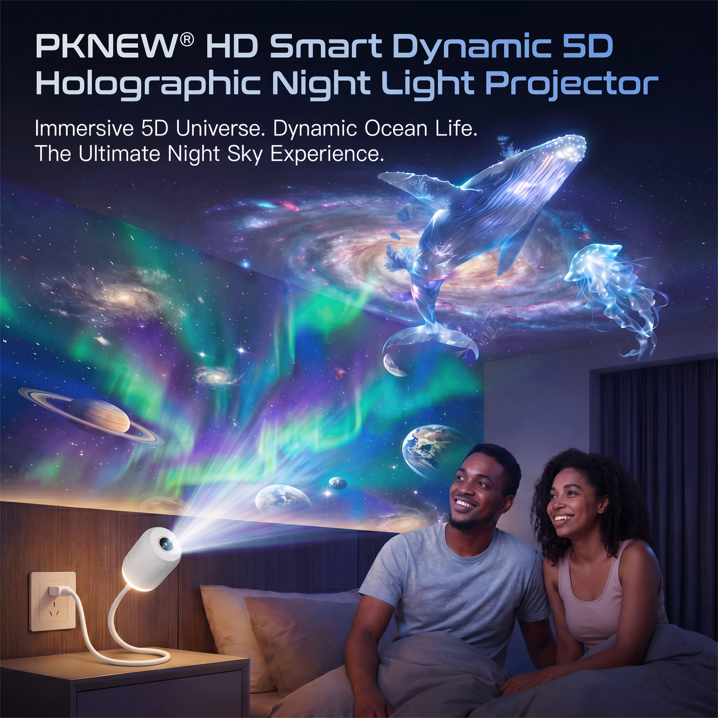 🌘Nectavira® NEXT-GEN SMART PROJECTION HD Smart Dynamic 5D Holographic Night Light Projector