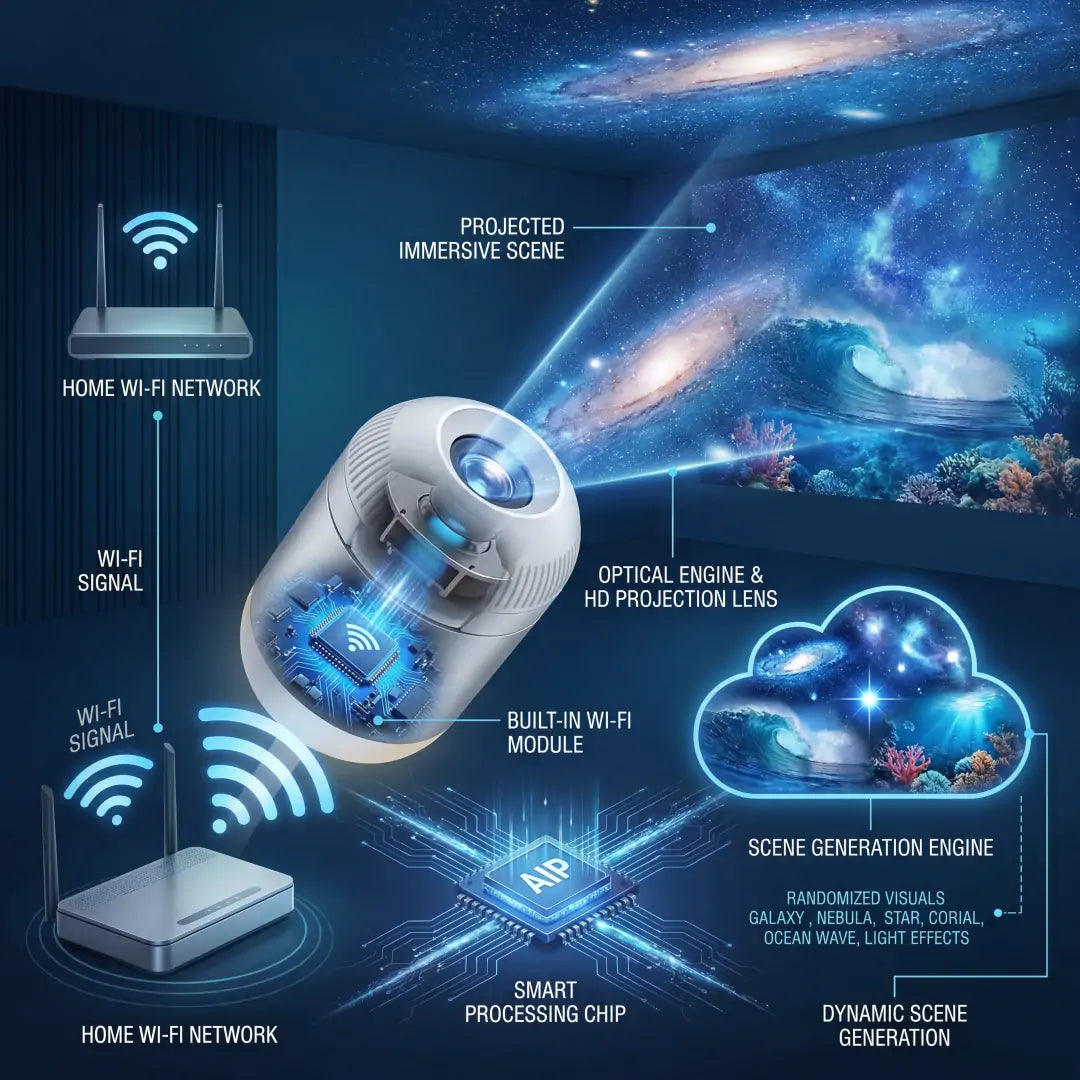 Vigorcurve® NEXT-GEN SMART PROJECTION HD Smart Dynamic 5D Holographic Night Light Projector🌌